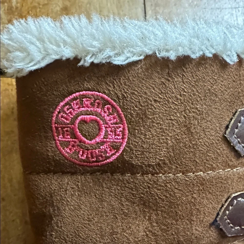 Oshkosh Brown Pink Winter Boots with Faux Fur lining size 10 zippered sides